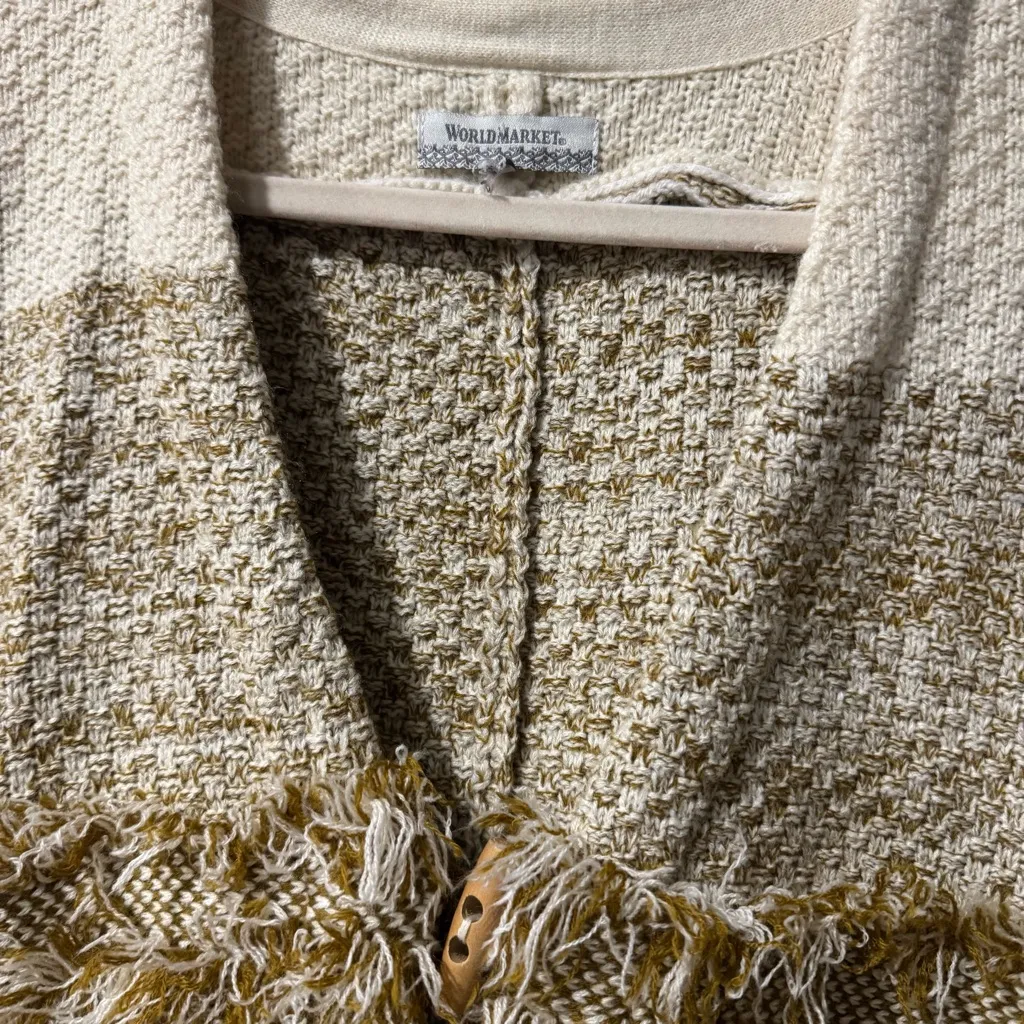 World Market Shawl Women's One Size Dark Yellow Poncho Blanket Wrap‎ Shrug Brown - Image 2