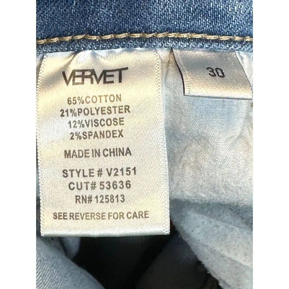 Vervet Women's V2151 Size 30 Blue High Rise Distressed Slim Straight Denim EUC - Image 8