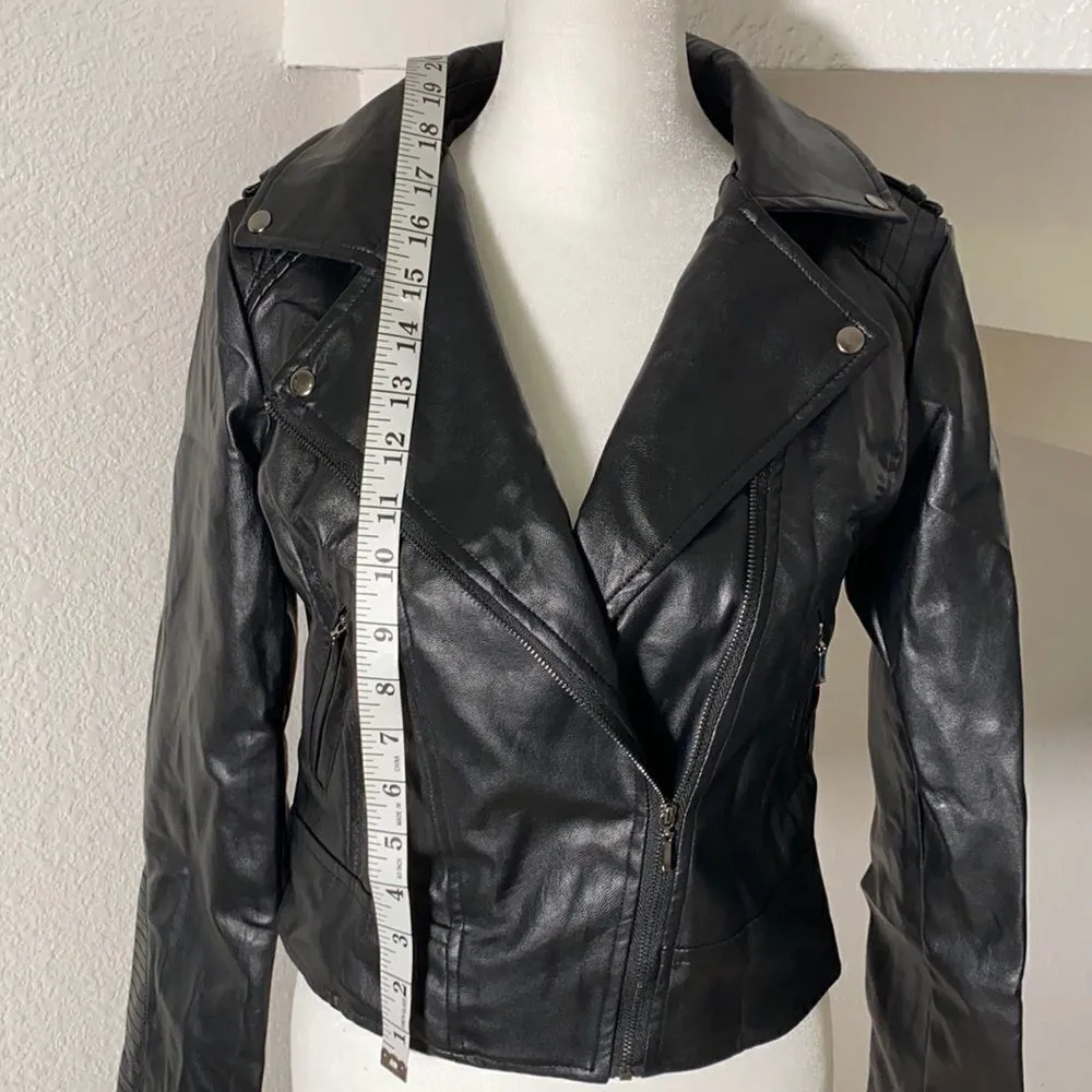 Women’s Black Faux Leather Jacket Small Lil Peep NWT Black - Image 6