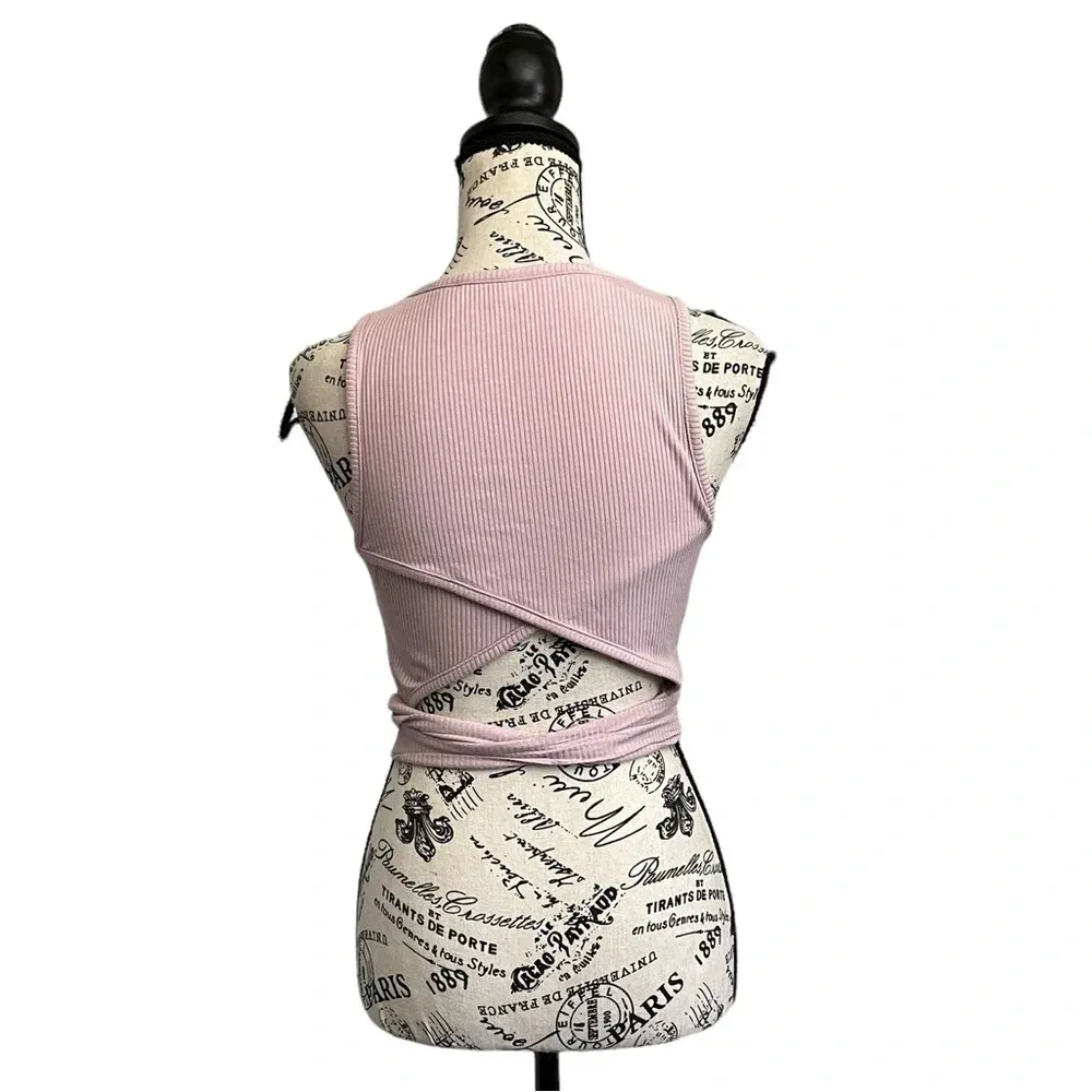 Pacsun PAC Pink Ribbed Ballet Crop Top Womens Beach Summer Festival Rodeo M - Image 6