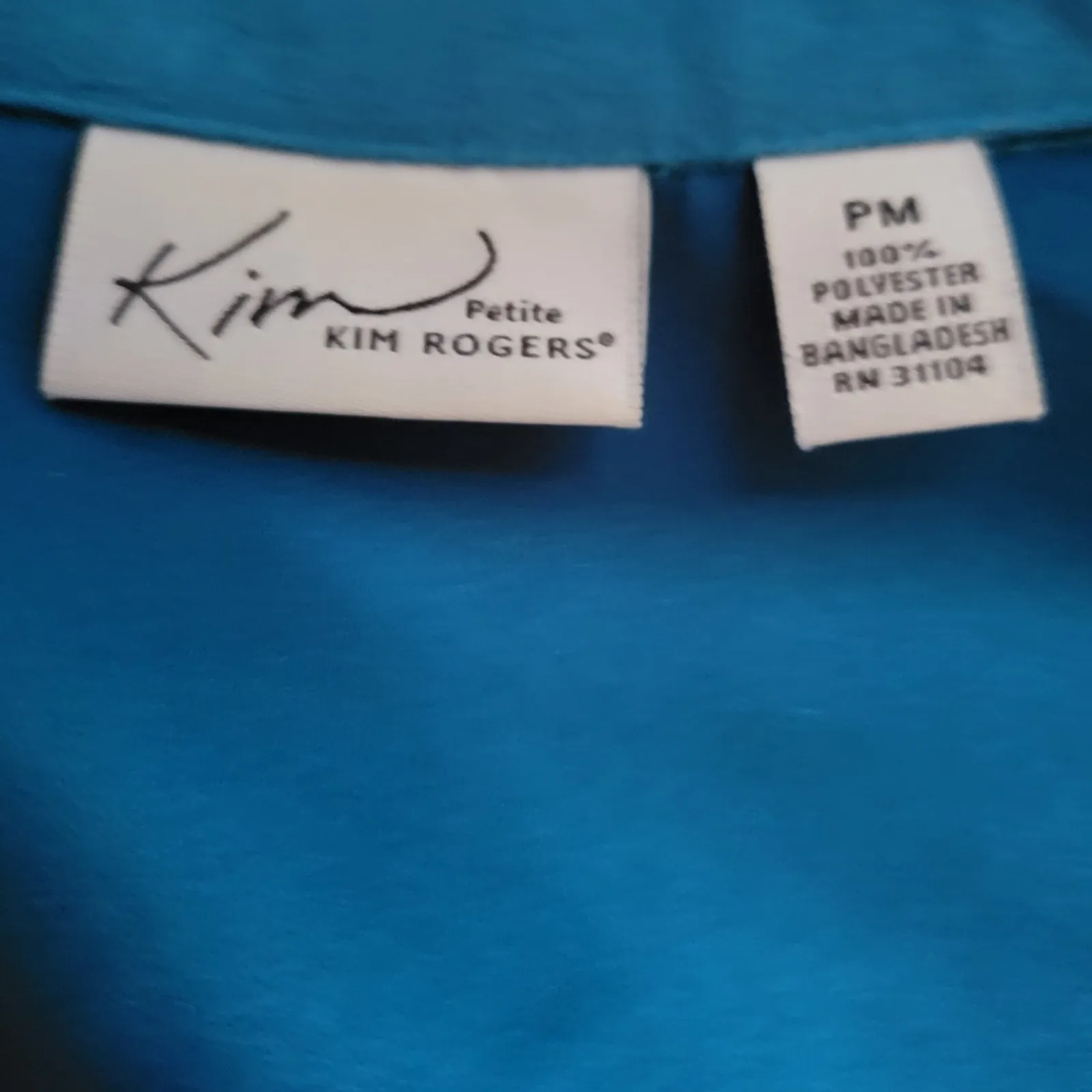 Turquoise Blue Zip Up Blazer Pin Tucked Office Casual‎ Career Retro Chic Size PM - Image 4