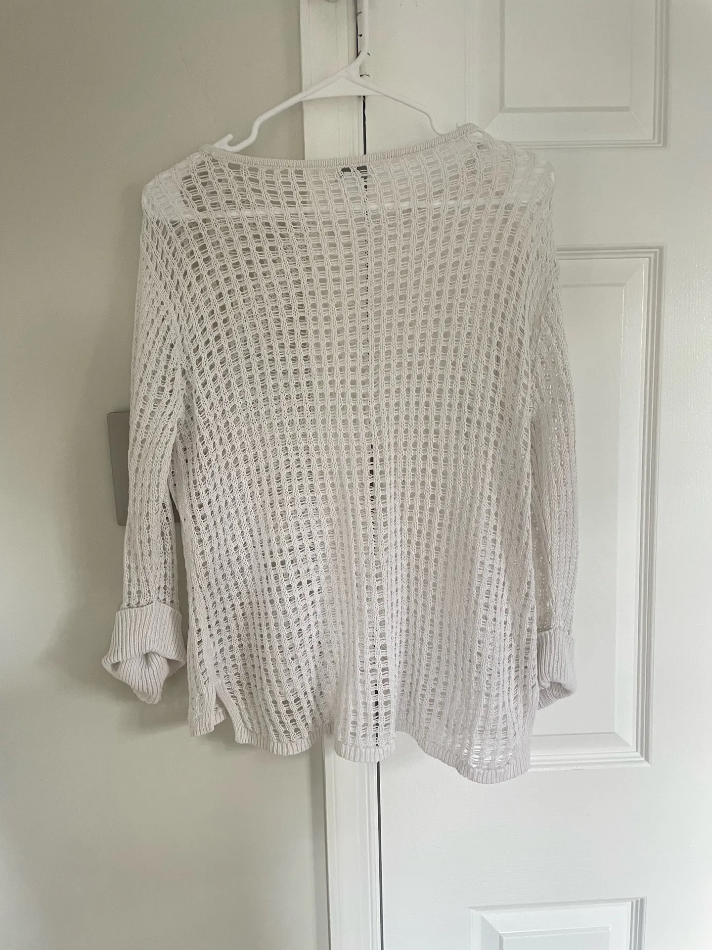 J. Jill Crochet Sweater Womens XS Linen Blend Beachy Coastal Boho Coquette Swim - Image 5