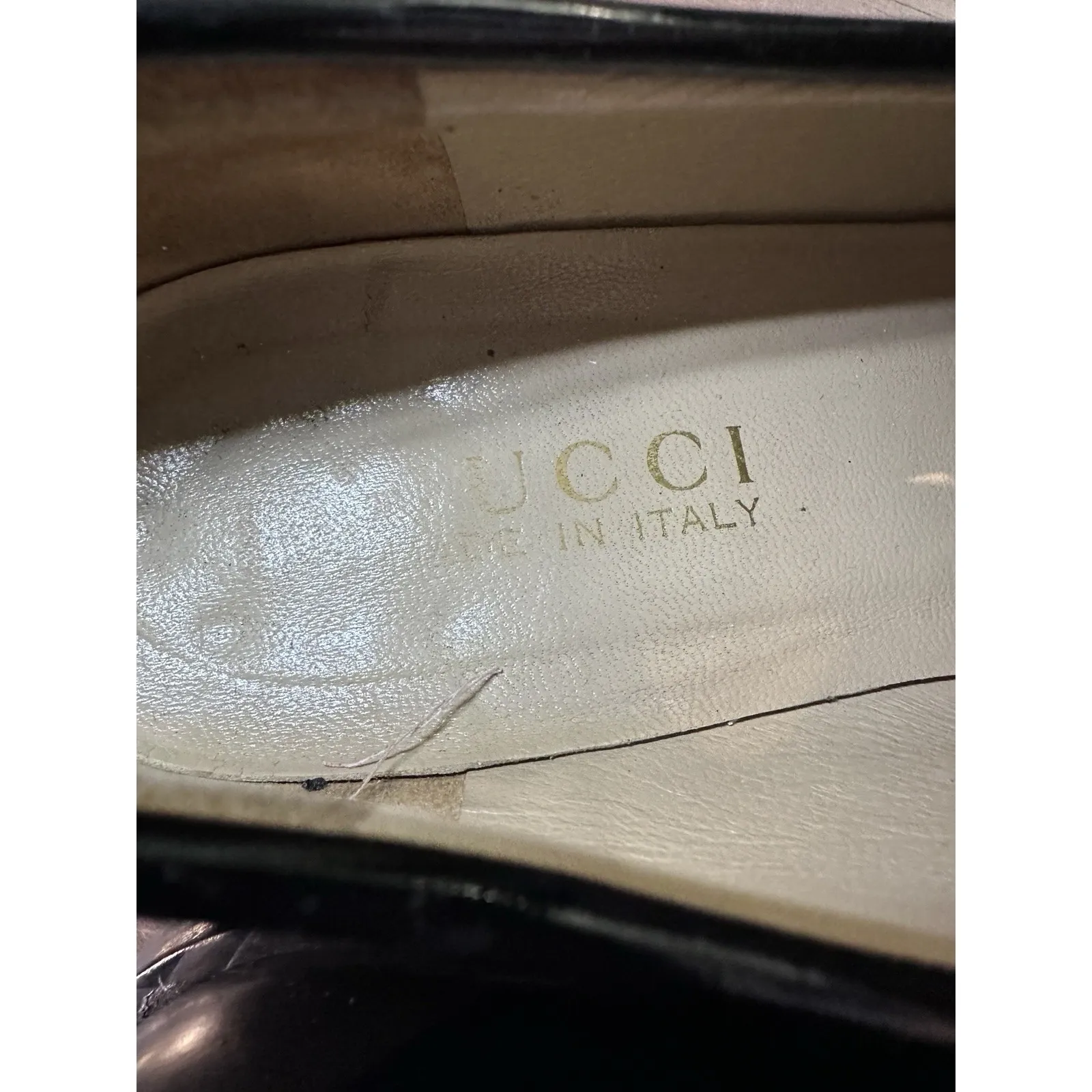 GUCCI Shoes Loafers Patent Leather Vintage Slip Ons  women Black Italy Sz 7.5 - Image 10