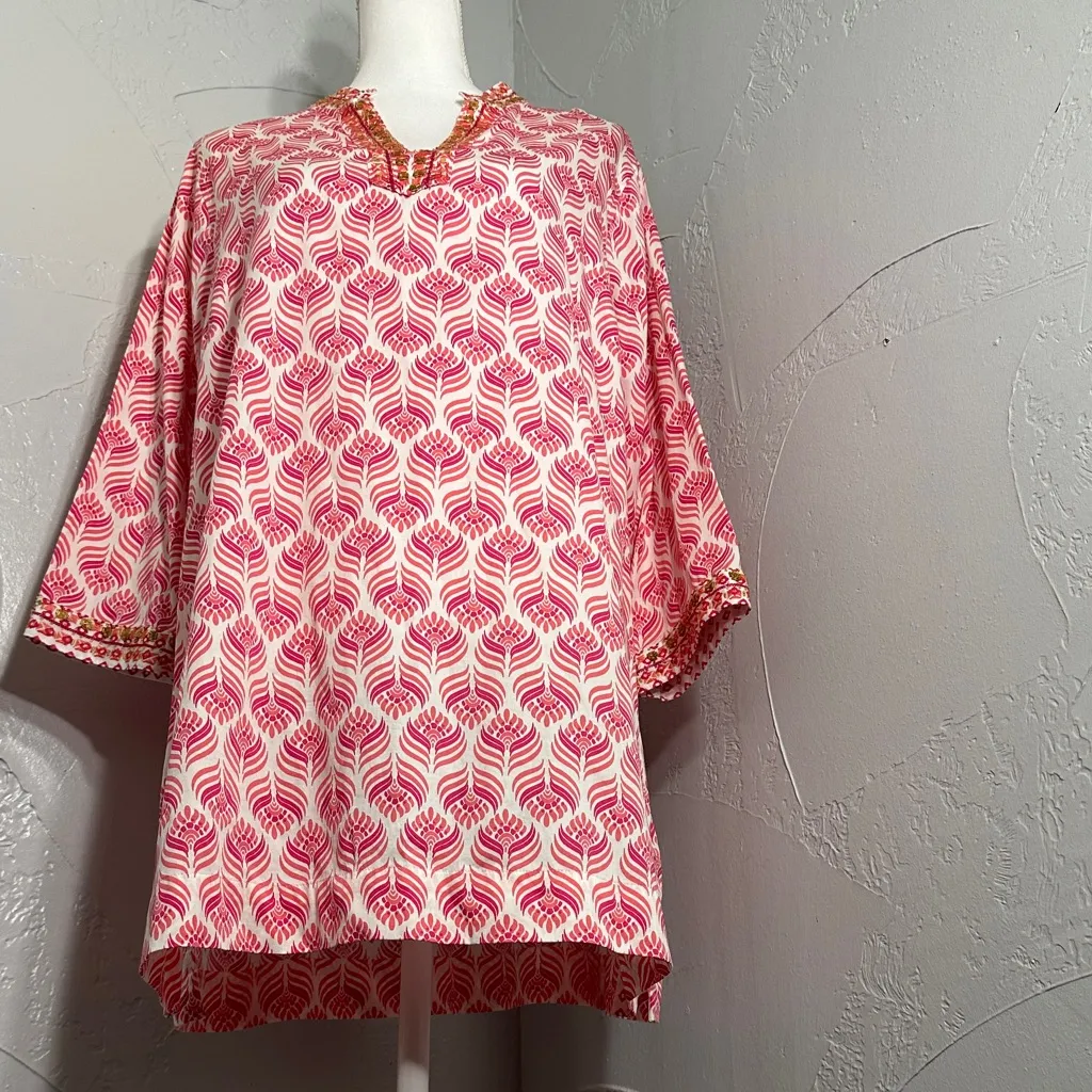 Foxcroft Pink and White Patterned Blouse - Image 9