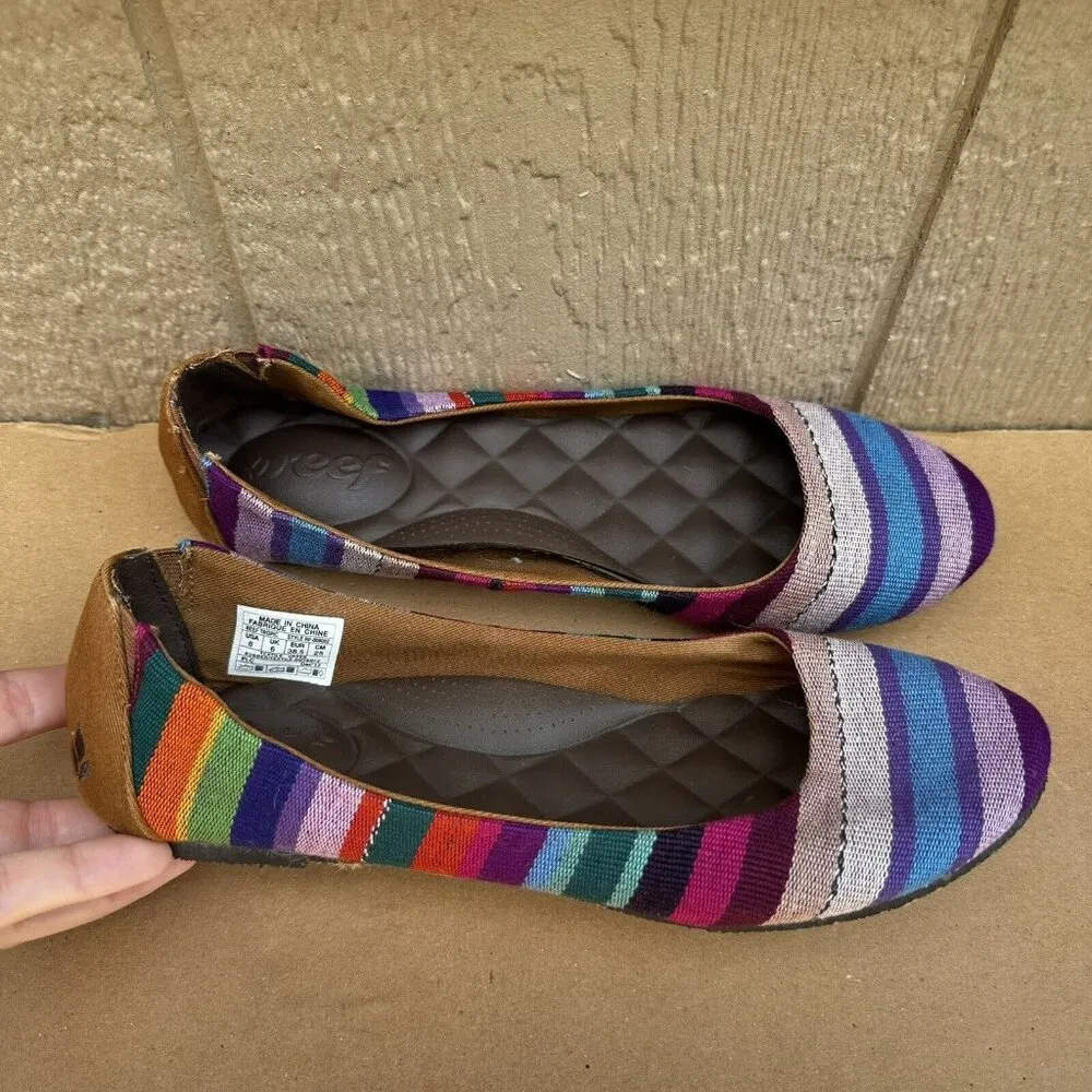 Reef Tropic Shoes Flats Women’s Size 8 Ballet Comfort Multi-Color Slip On - Image 3