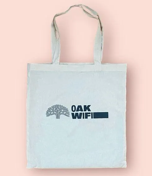 3 Tote Bag Set Small White Linen Graphic Print Oakland CA California Logo New - Image 2