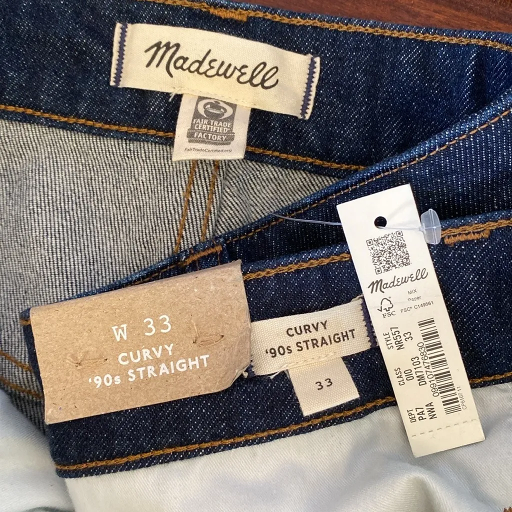 NWT💙 Madewell Curvy 90s Straight, Full Length Jeans 99% Cotton, Norman Wash, 33 - Image 14