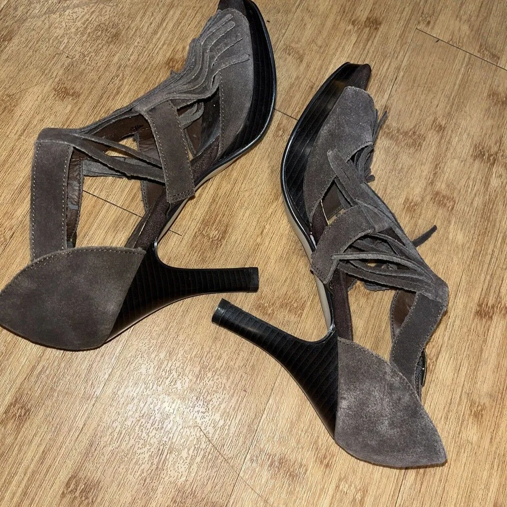 Steve Madden Girl Brown Suede Fringe Open Toe heels Size 8.5 Pracila Dress Shoes - Image 6