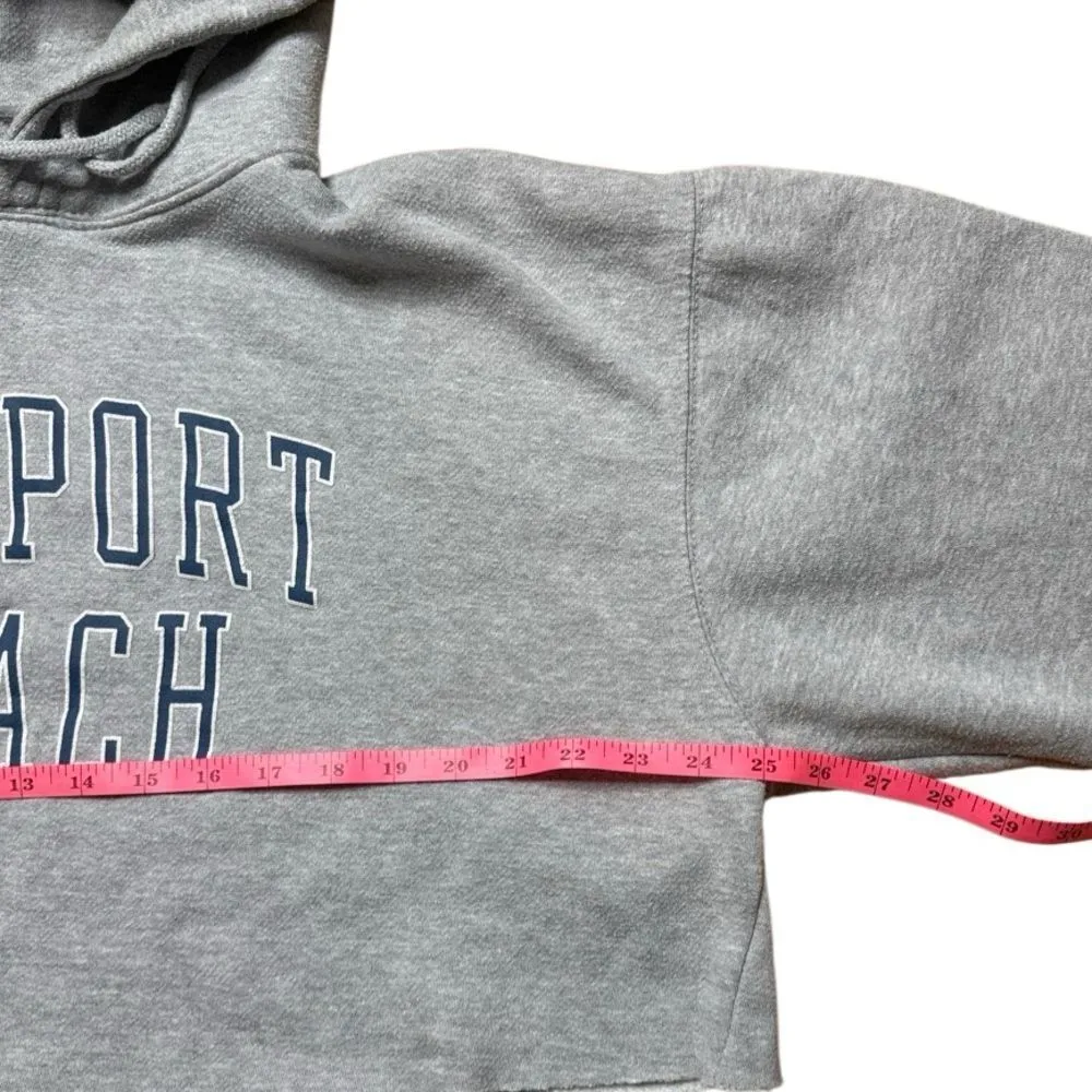 Brandy Melville John Galt Grey Cropped Oversized Newport Beach Hoodie One Size - Image 6