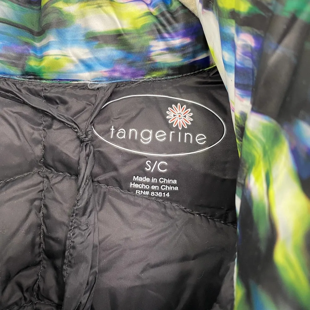 Tangerine Duck Down Puffer Vest Lightweight Packable Printed Size Small NWOT - Image 7