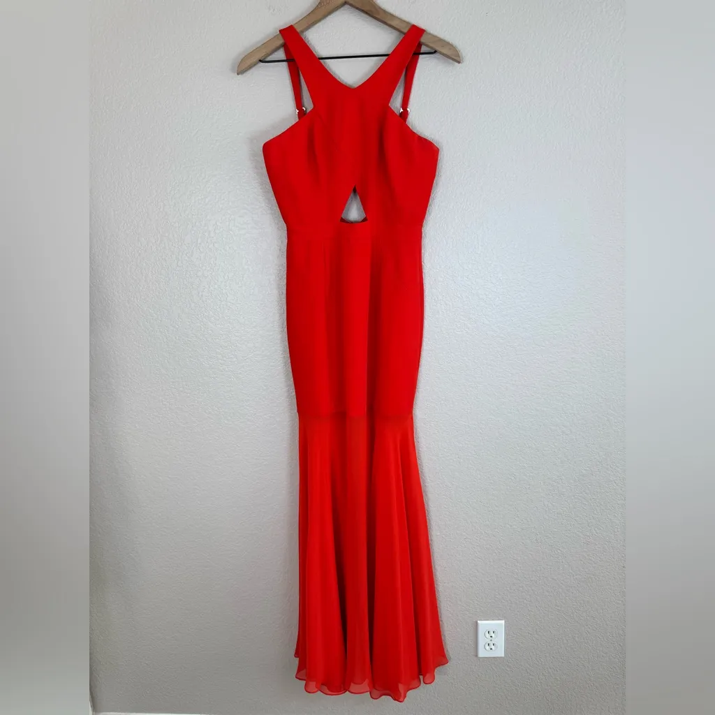 BCBG MaxAzria Ria Criss Cross Front Cutout Gown in Bright Red size 2 $450 - Image 5