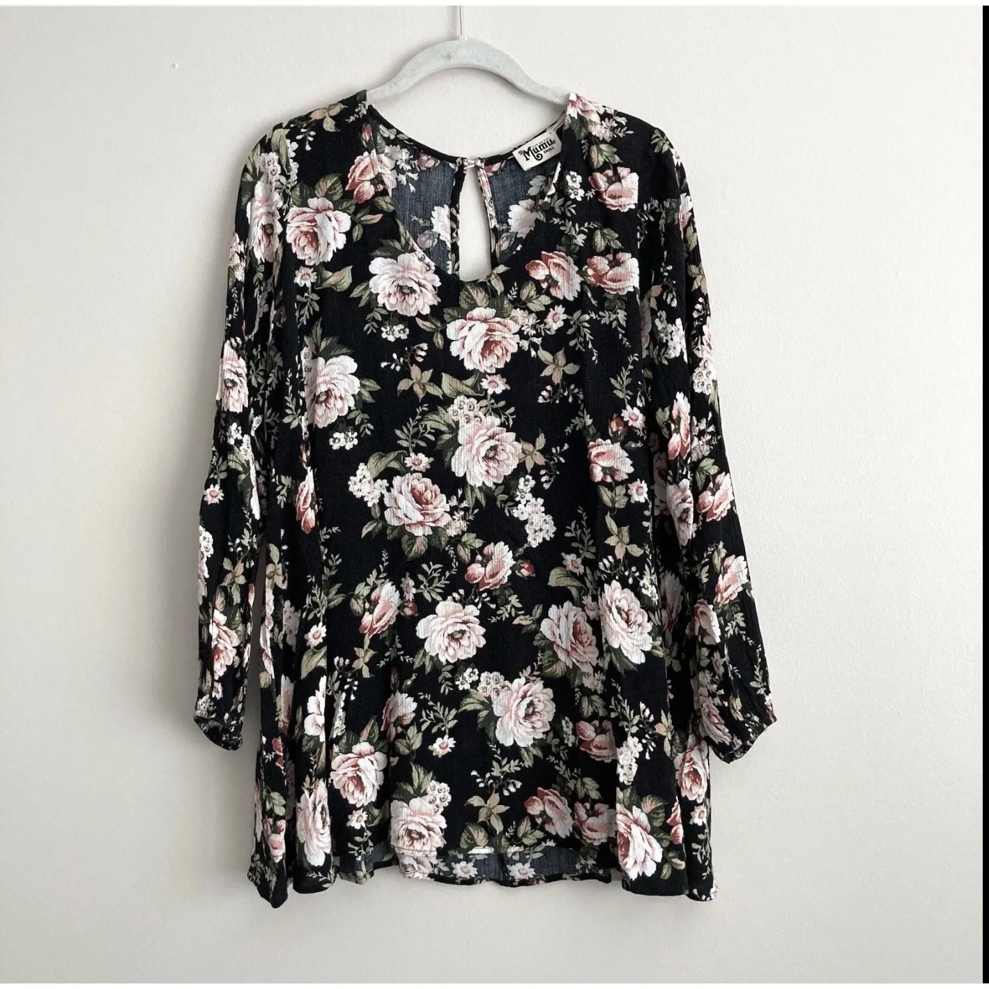 NWT Show Me Your Mumu Donnie Blk Rose Floral Trapeze Dress Size LG Keyhole Back - Image 9