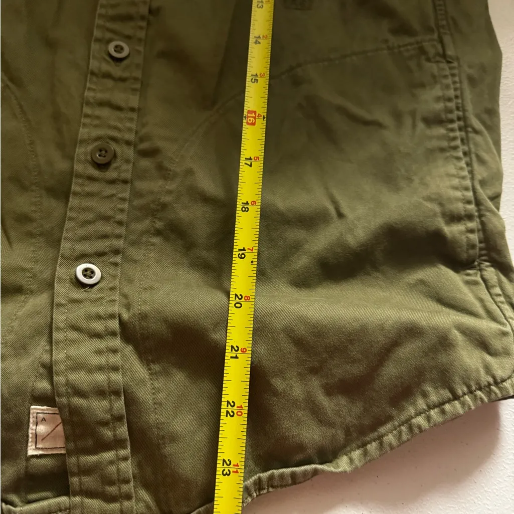 American Eagle Unisex Button Front Drawstring Hooded Military Olive Green Jacket - Image 7