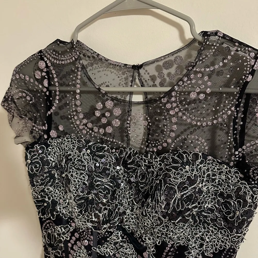 Jovani mesh glitter embellished full length gown dress prom inaugural ball - Image 3