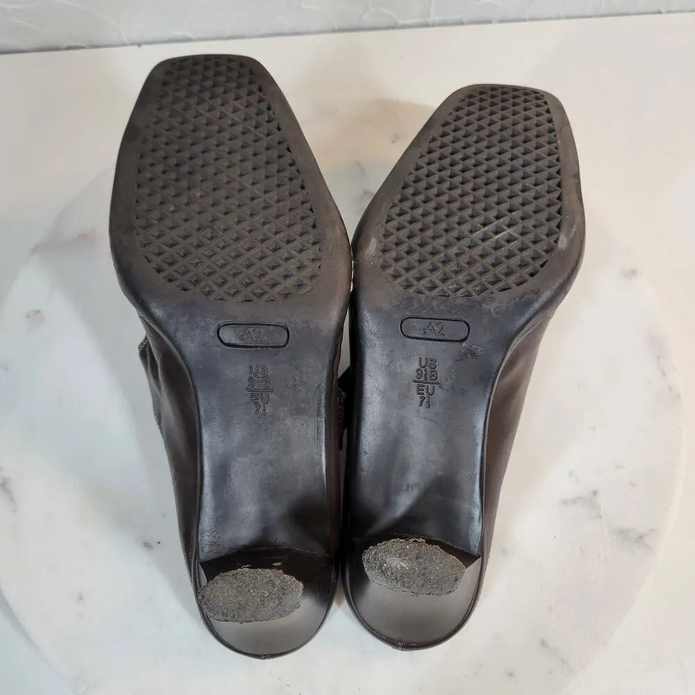 Aerosoles Two Beauty Womens 9.5 Brown Leather Mary Jane Square Toe Open Back - Image 4