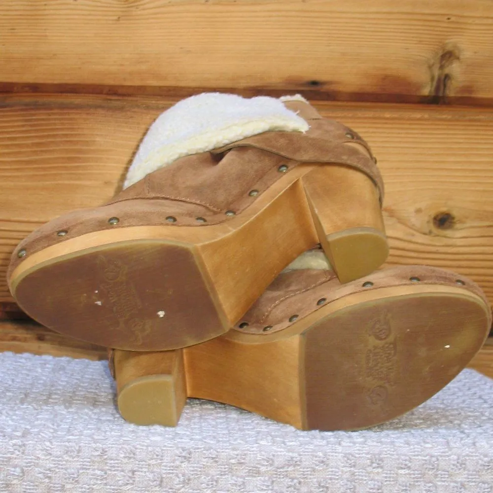 Nine West Vintage womens 5 Brown Heeled Clogs - Image 5
