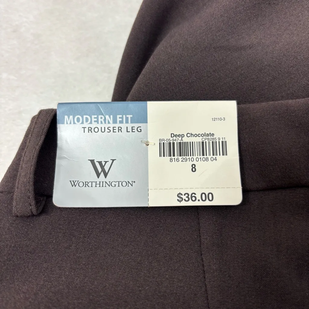 Worthington Dark Brown Deep Chocolate Wide Leg Dress Pants Career Workwear 8 - Image 11