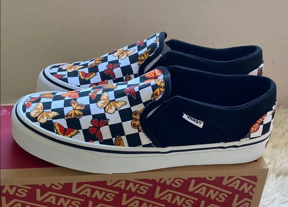 NWT
Vans Asher Black and White Butterfly Slip-Ons - Image 4