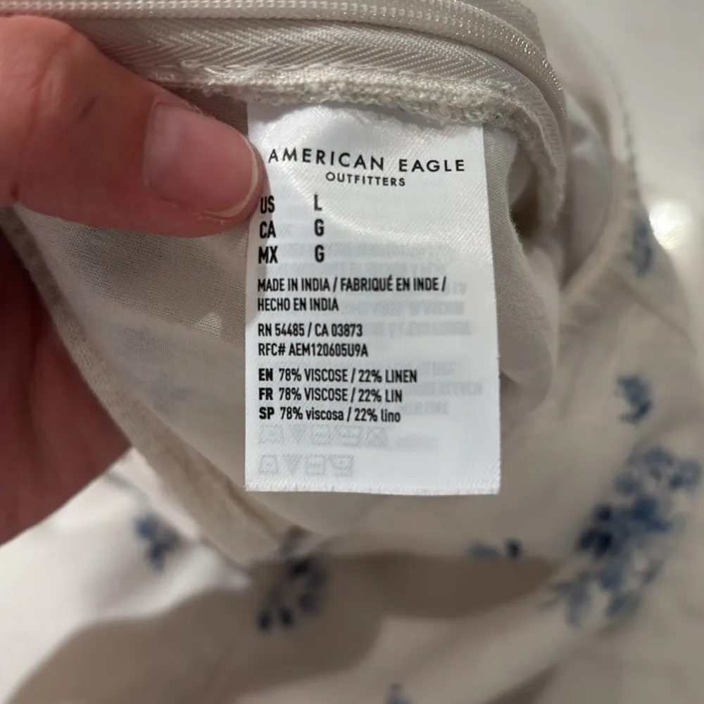 American Eagle Outfitters White Floral Linen Skirt - Image 5