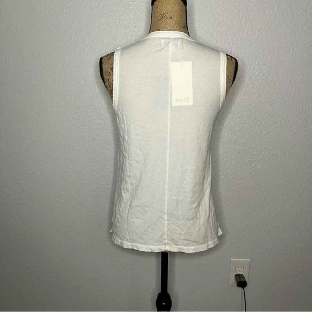 NWT Mate the Label Womens Spritz Retro White Organic Cotton Tank sz XS Bright - Image 65