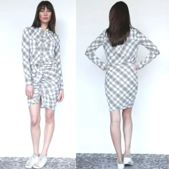 Veronica Beard Della Plaid Button Down Mini Shirt Dress Blue Multi Womens Size 6 - Image 2