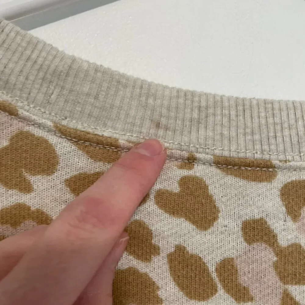 AERIE AMERICAN EAGLE Oversized Desert Sweatshirt Cream Tan Leopard Cheetah Tunic - Image 14