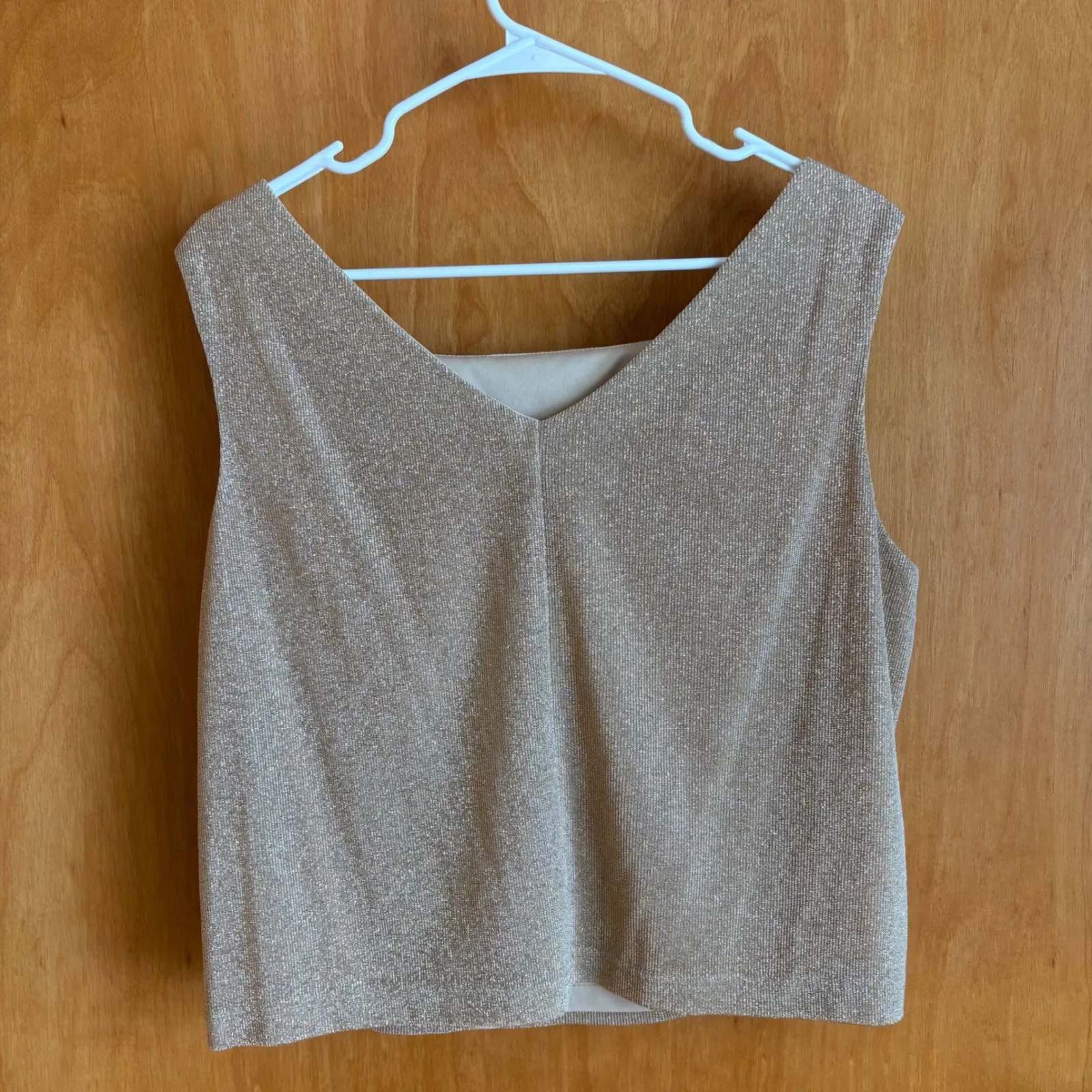 Jeffrey & Dale Evenings Tom Barra Gold Knit 2 Piece Set Jacket Tank Top Size 16 - Image 5