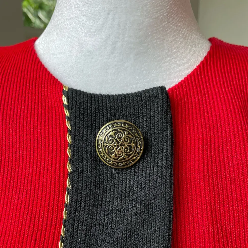 Vintage Red Black Jeffrey & Dara Peplum Cropped Jacket Made in USA Sz 13/14 Size M - Image 11