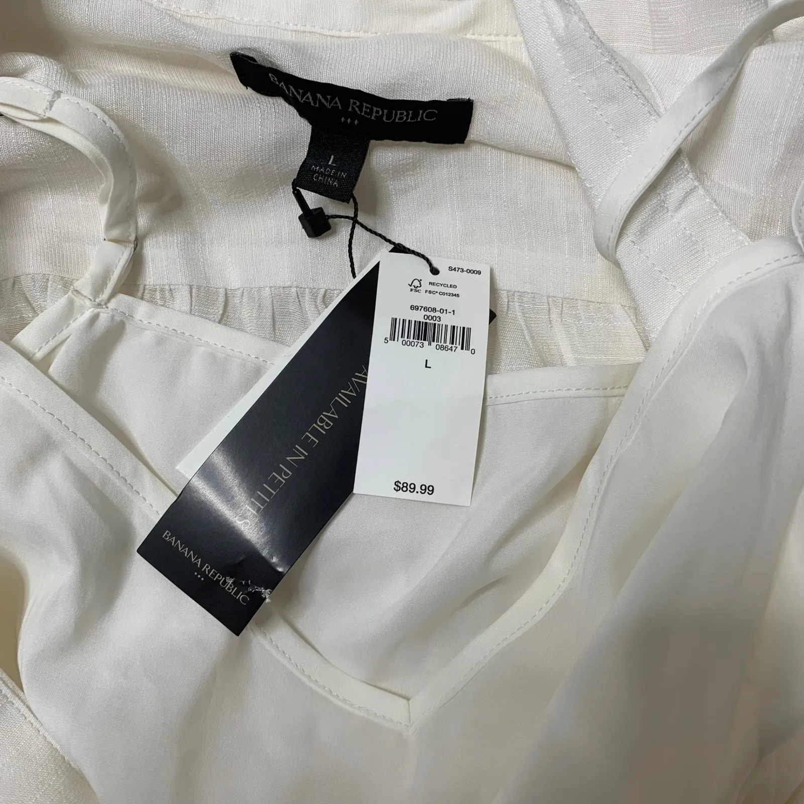 Banana Republic white‎ long sleeves gauzy vacation dress size large beach cruise - Image 5