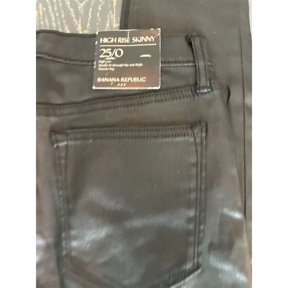 Banana Republic Women's High Rise Skinny Coated Jeans Black Size 0 - Image 5