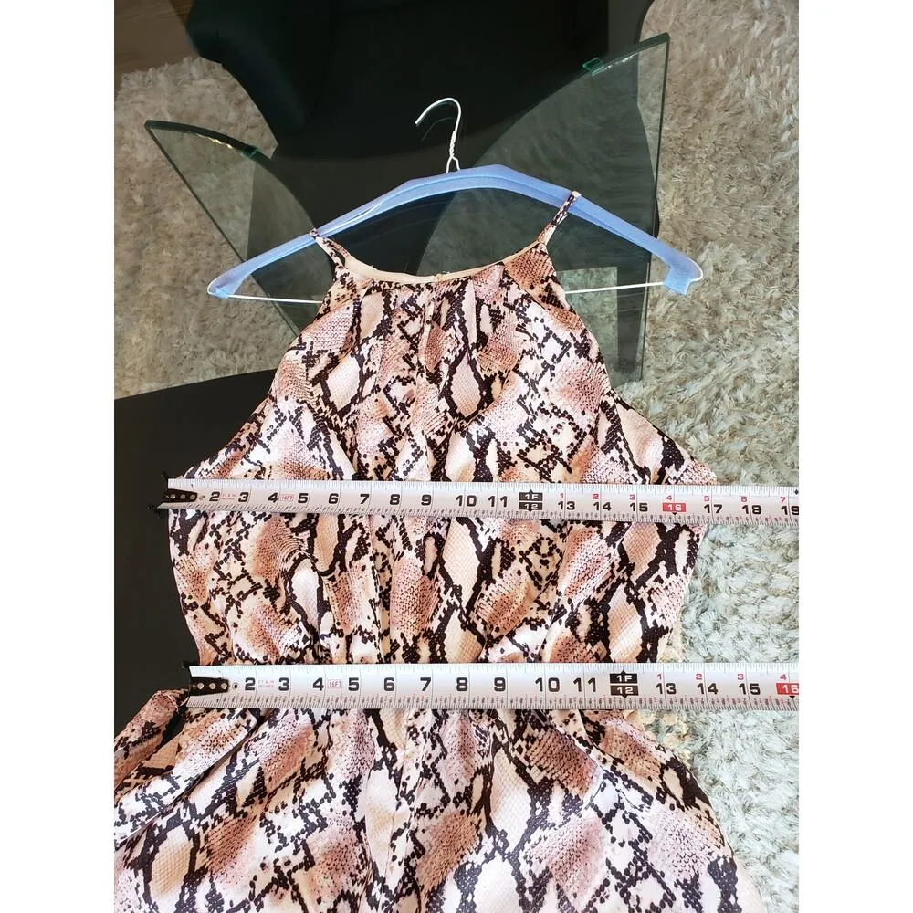Lush Jumpsuit Womens Medium Multicolor Snakeskin Print Drawstring Waist Wide Leg - Image 8