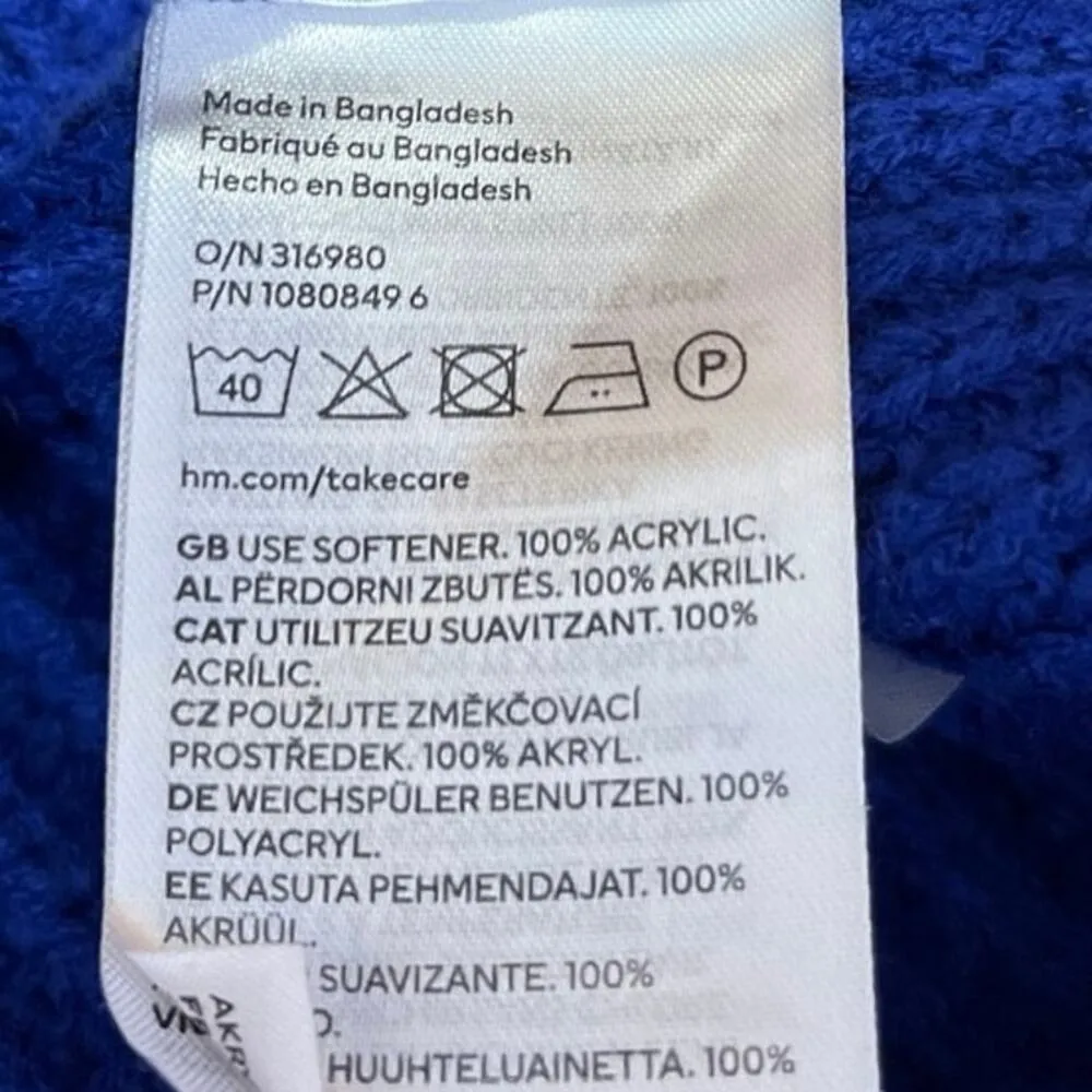 H&M Divided Blue Sleeveless Chunly Knit V-neck Crop Sweater Vest Tank Top Size M - Image 4