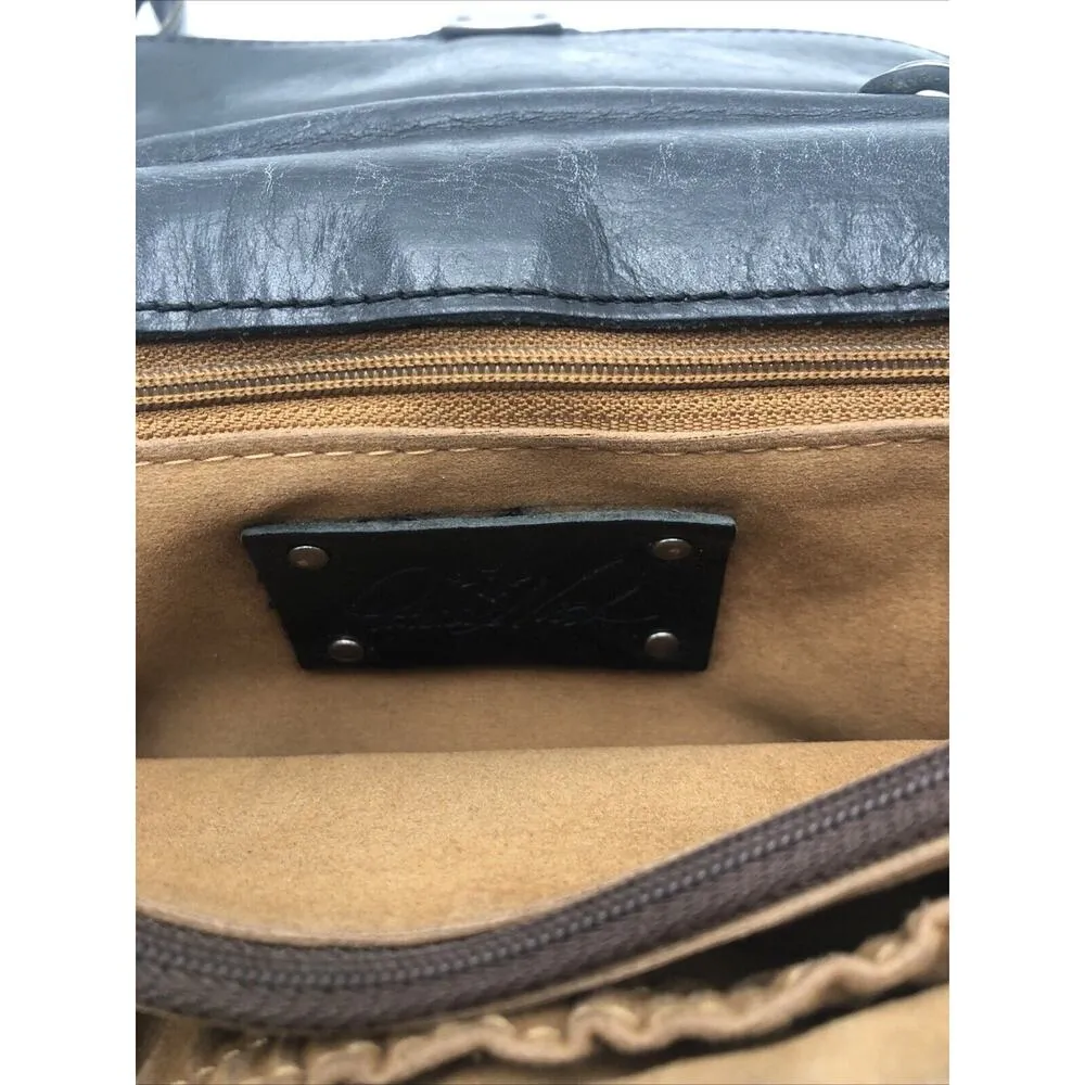 Patricia Nash Bianco Crossbody Organizer Black Leather Purse Handbag - Image 15