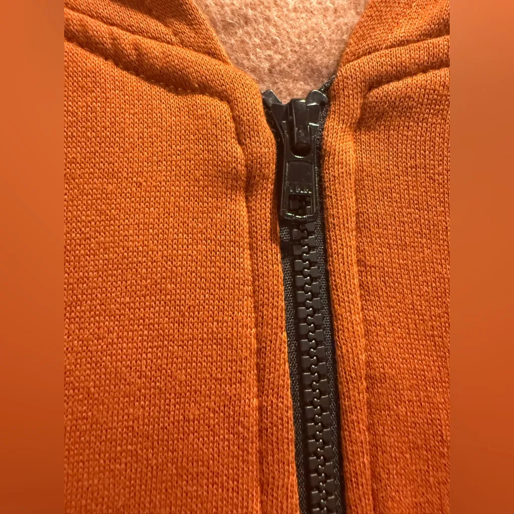 Orange Zip Up Hoodie Cardigan 100% Cotton Size Small - Image 7