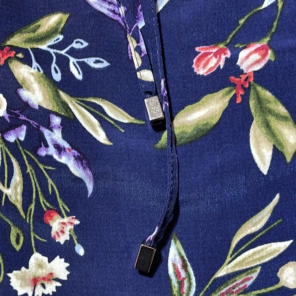 Nicole Miller Sleeveless Dress, Navy Floral Print  Size L - Image 11