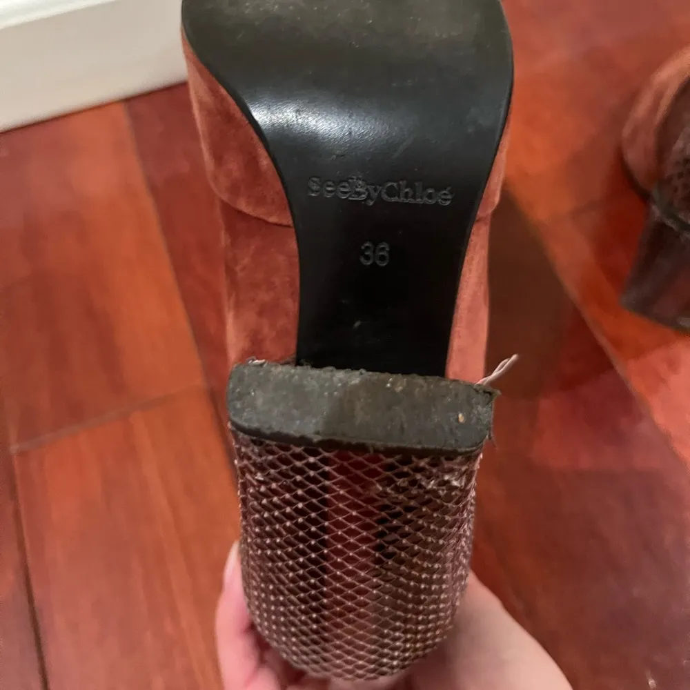 See by Chloe | Molly Suede Heeled Boots Burnt Sienna Brown Orange Snake 36 - Image 5