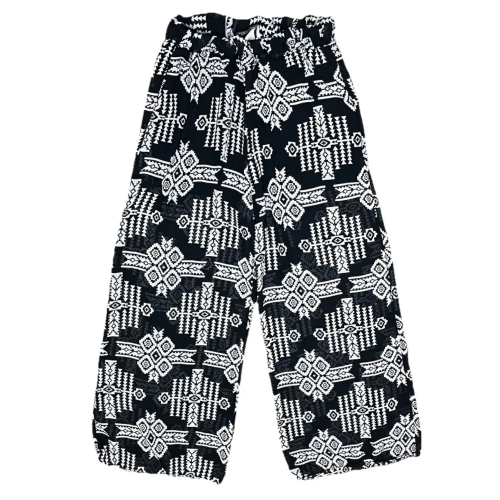 MOA Aztec Tribal Print Wide Leg Sheer Pants Women’s M Boho Hippie Beach Coastal - Image 2