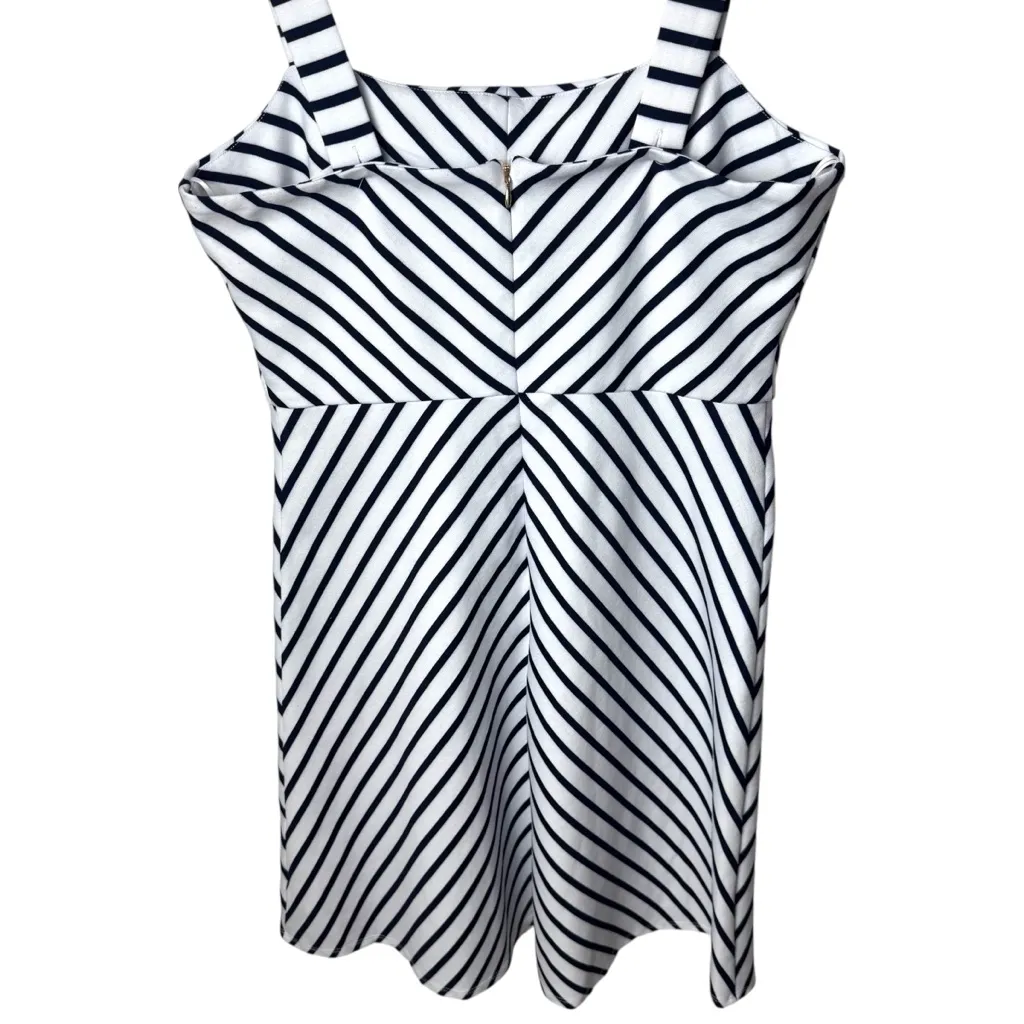 Draper James Navy Blue Chevron Stripe Midi Dress Coastal Yacht Club Adjustable M - Image 7