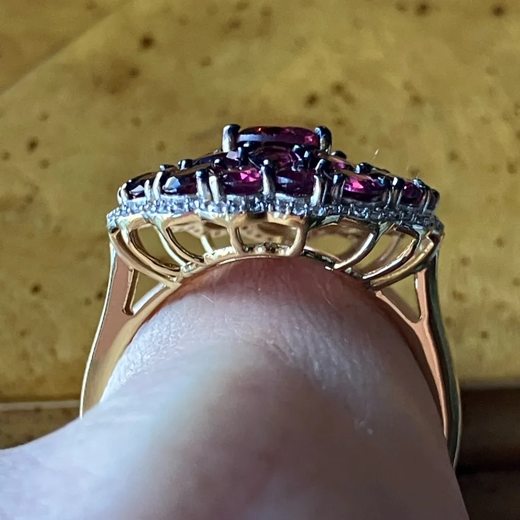 Tanzanian Wine Garnet Sterling Silver Ring Size 9 Gold - Image 2