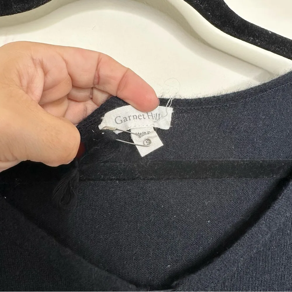 Garnet Hill Easy V-Neck Cashmere Dress in Black - Image 6