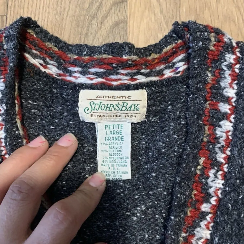 Vintage St. John's Bay Sweater Vest Petite Large wool blend grandma core - Image 4