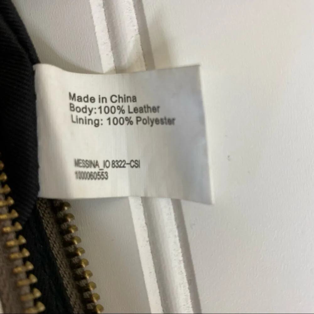 Elliot Lucca Messina silver metallic pewter leather 3 zip crossbody bag purse - Image 12