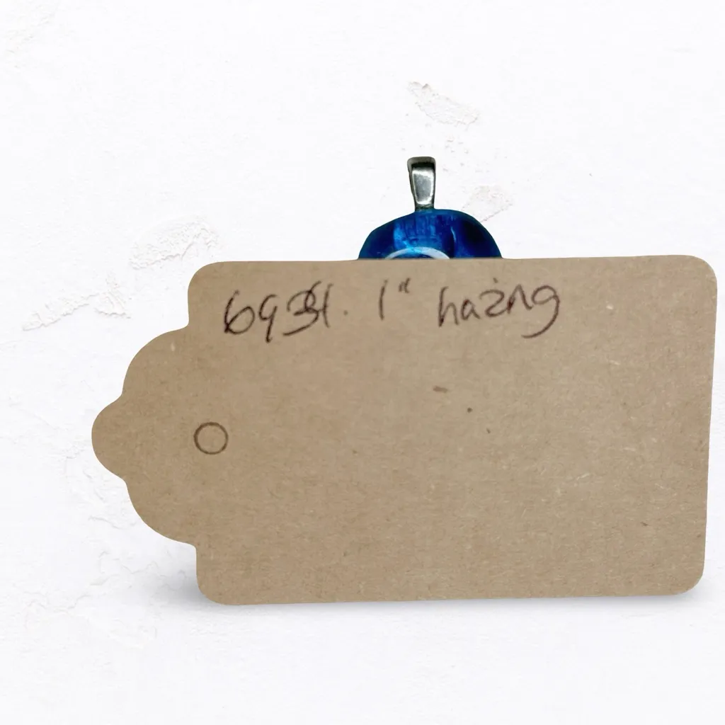 6934. Turquoise Art Glass Blue Pendant - Image 4