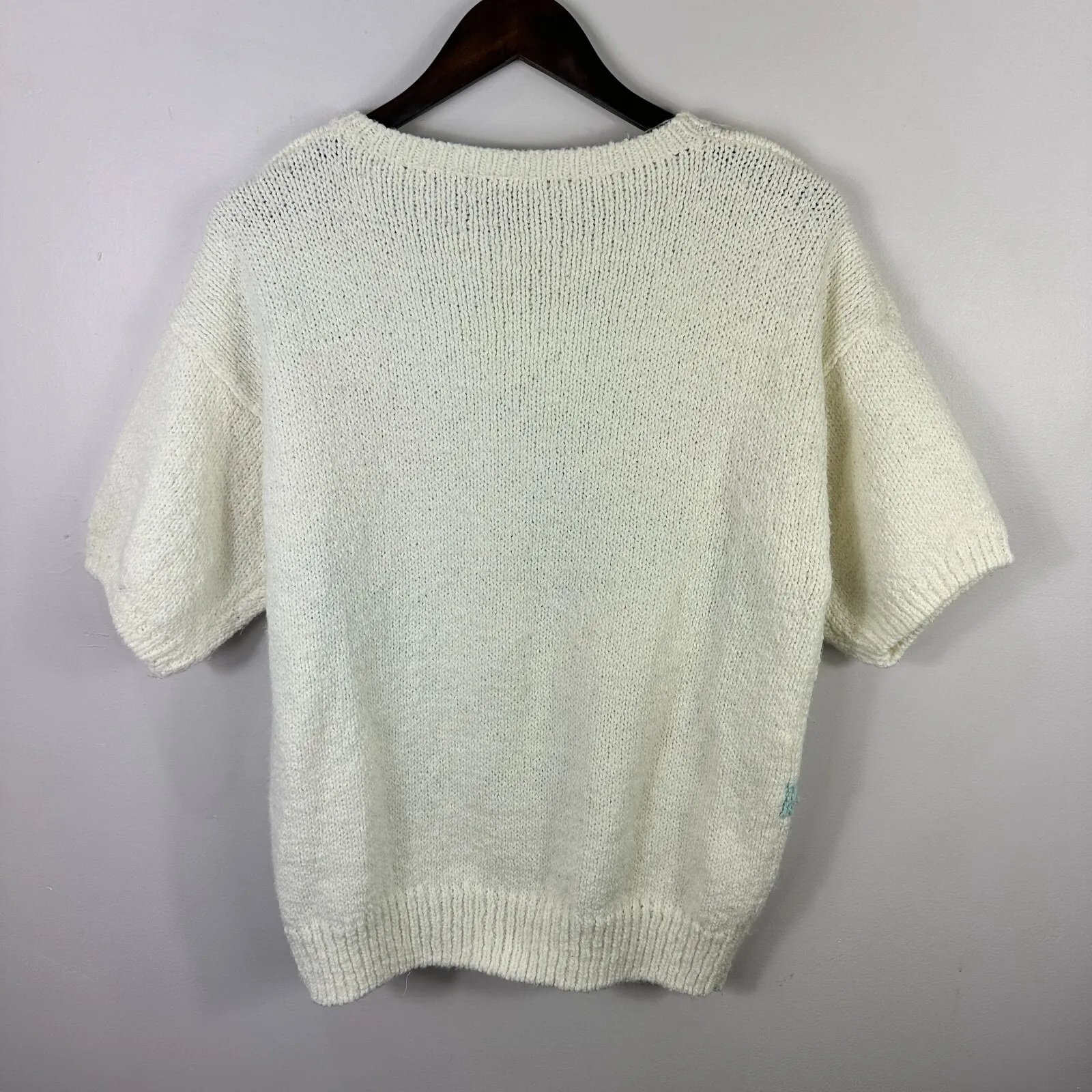 Vintage 90s Colter Bay Sweater L White Pastel Floral Knit Cottagecore Grannycore Size L - Image 4