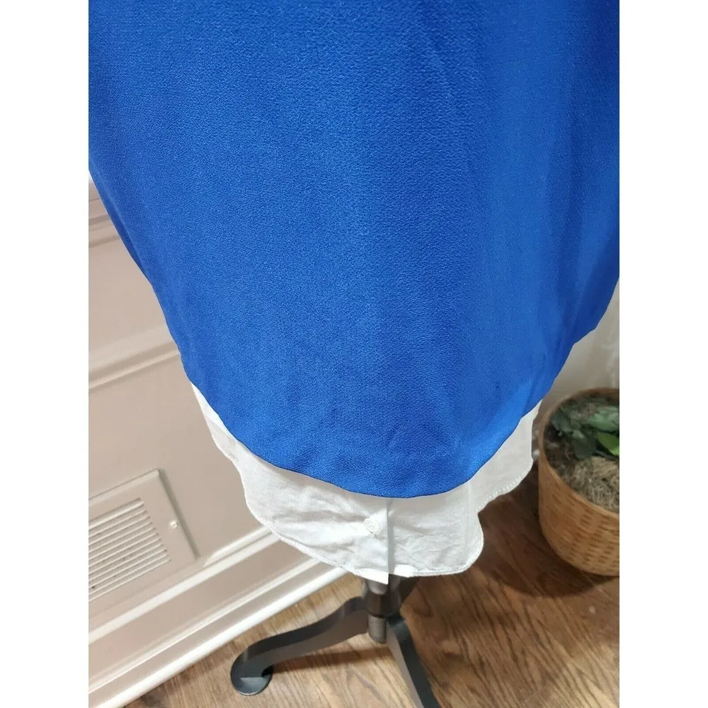 Zara Basic Womens Blue Polyester Collared Short Sleeve Knee Length Dress Size XS - Image 4