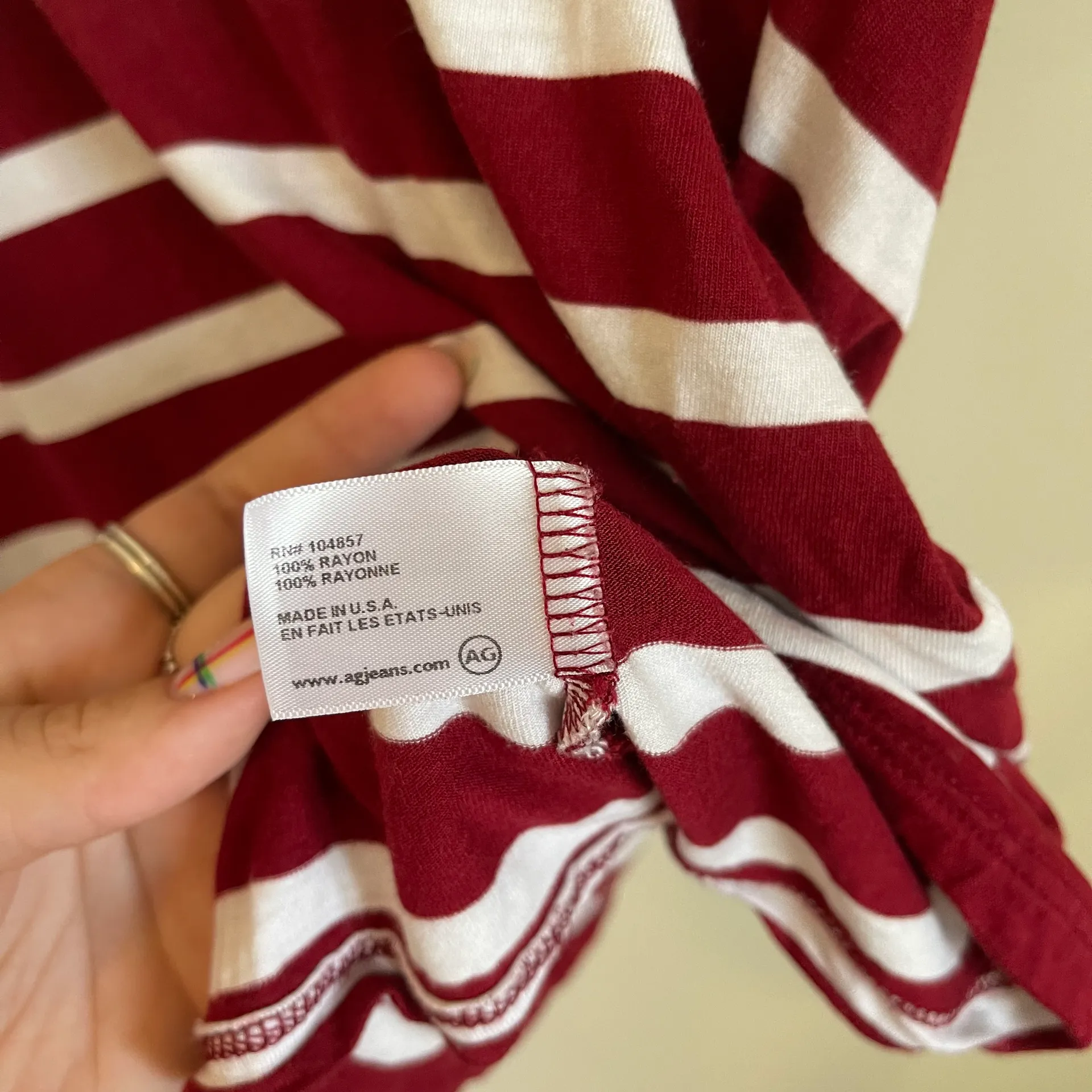 AG Adriano Goldschmied Oversized Red And White Stripe Tee - Image 4