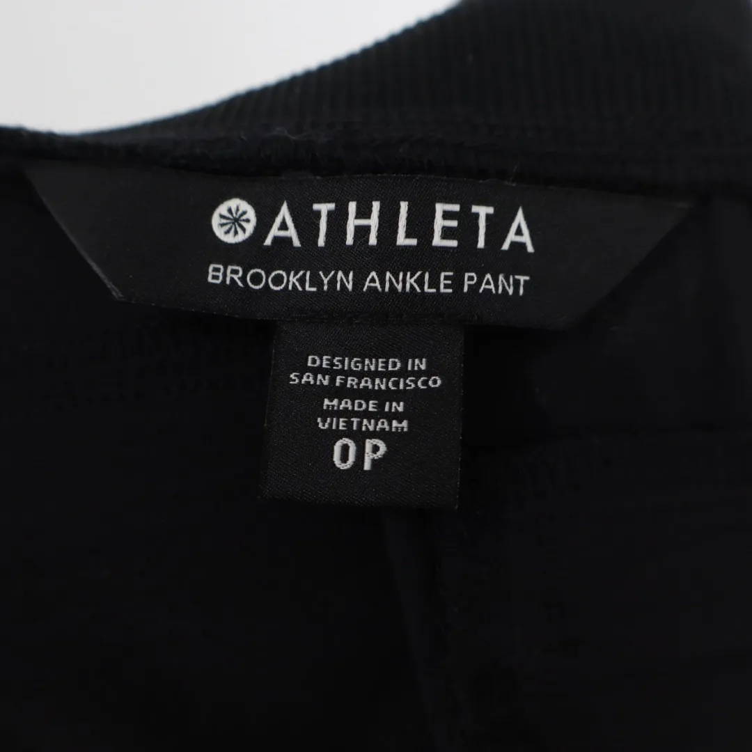 Athleta Brooklyn Ankle Pants Womens 0P Black Stretch Quick Drying Casual Travel - Image 3