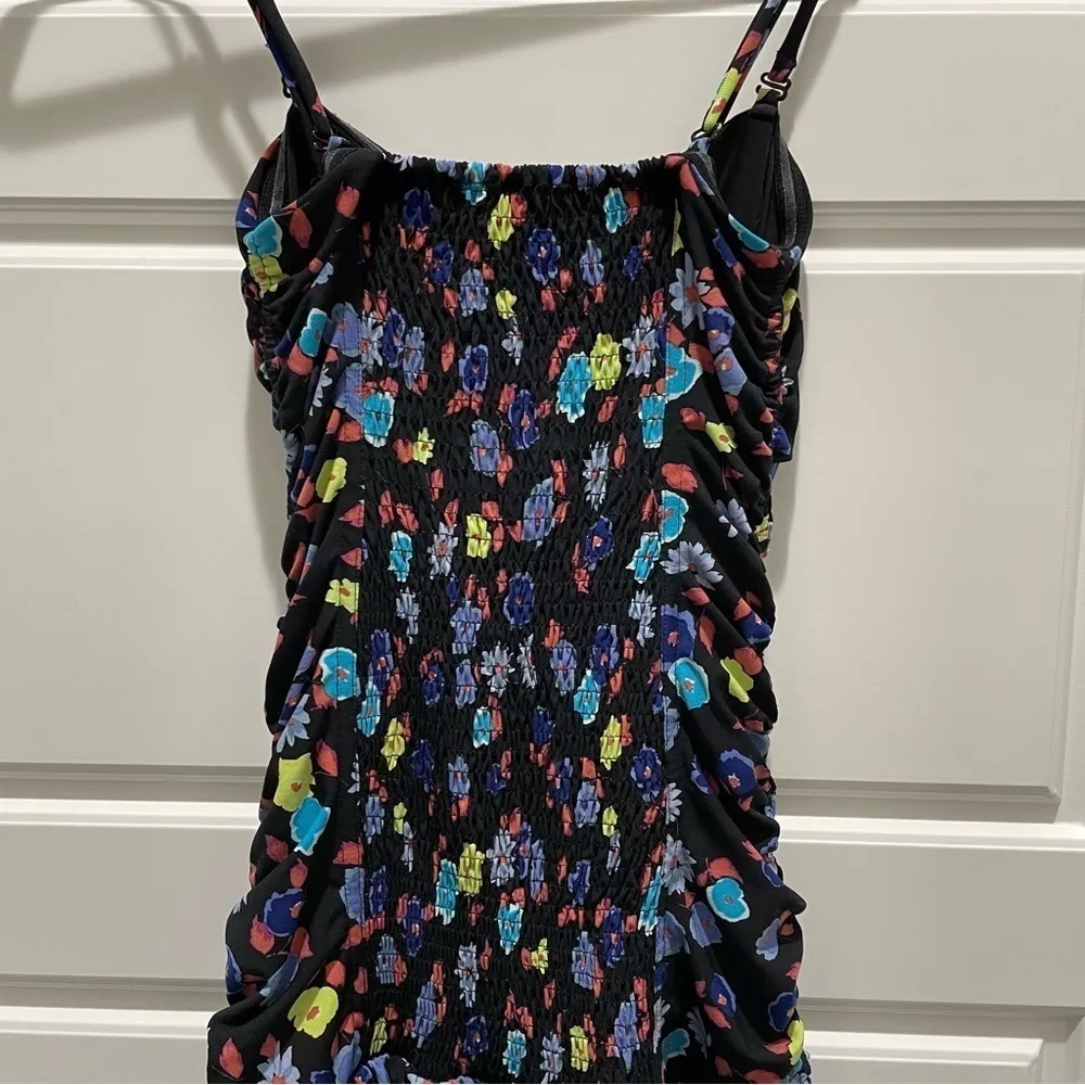 Black Floral Tiered Skirt Mini Y2K Dress - Image 8