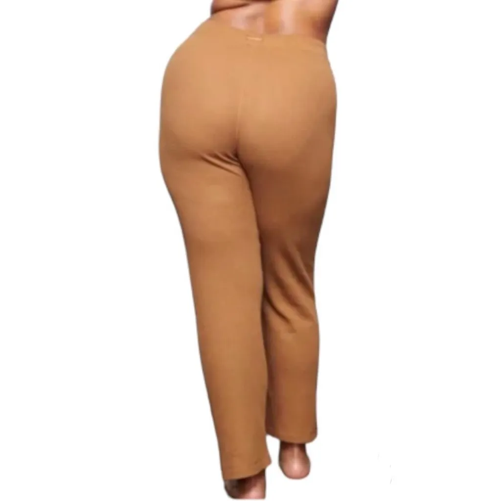 NWT Skims Waffle Knit straight leg lounge pants Camel 3X AP-BTM-0903 - Image 3