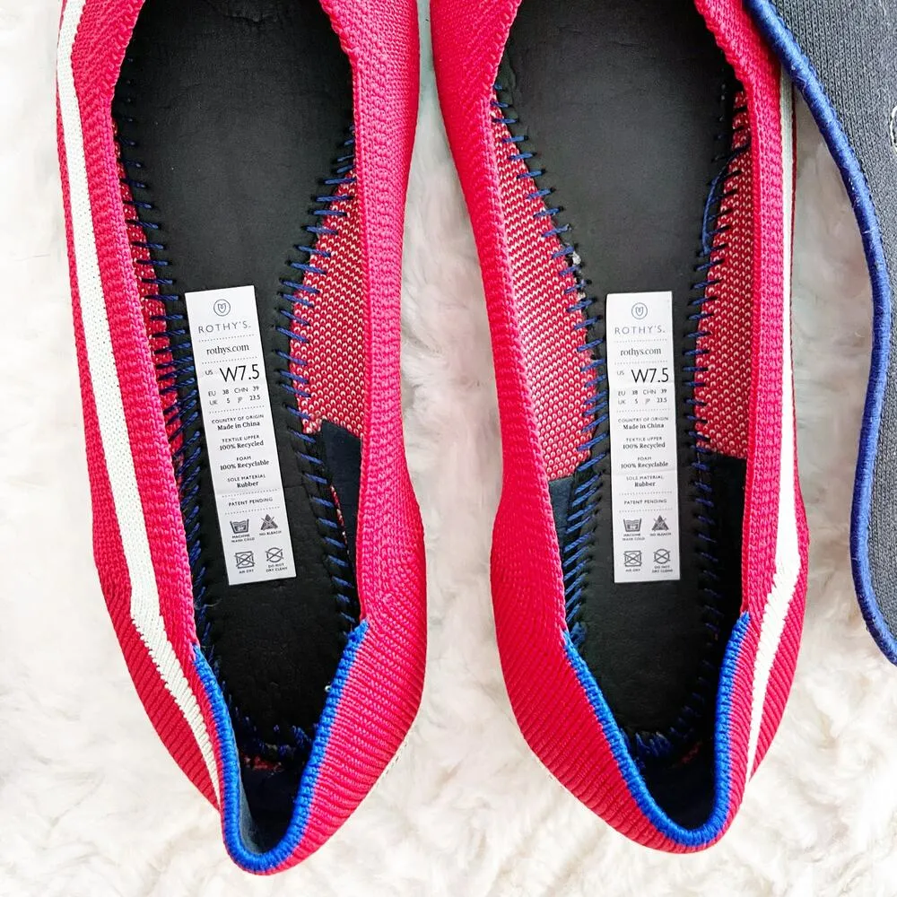 Rothy's The Point in Lollipop Red and White Stripe Size 7.5 - Image 8